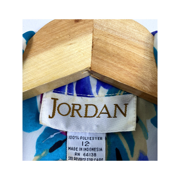 Women's Vintage Jordan Floral Button Front Blouse 12 - Picture 6 of 6